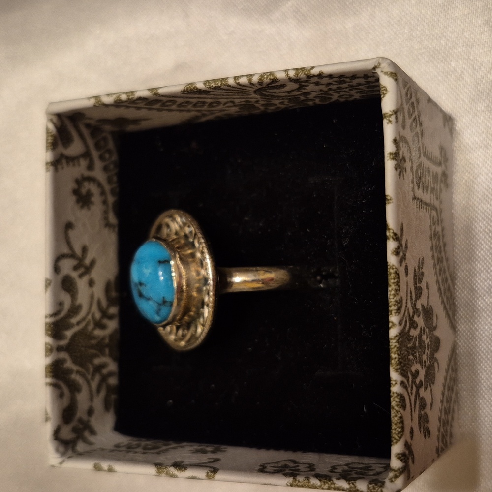 Sterling Silver Turquoise Infinity Ring - image 2